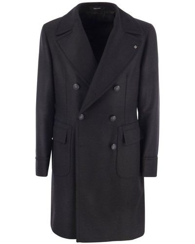 Tagliatore Wool And Cashmere Double-Breasted Coat - Blue