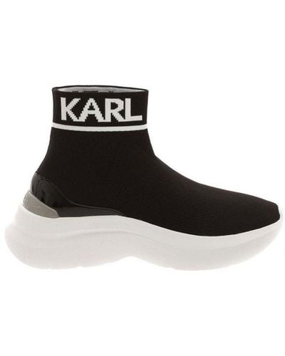 Karl Lagerfeld Logo Intarsia Sock Sneakers - Black