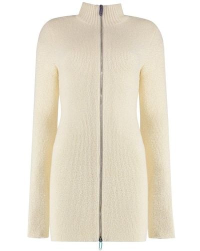 Off-White c/o Virgil Abloh Front-zip Turtleneck Knitted Mini Dress - Natural