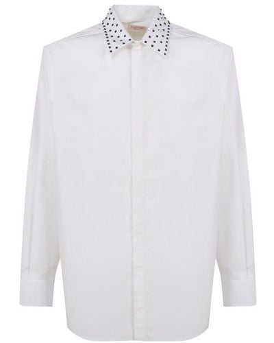 Valentino Stud Detailed Long-sleeved Shirt - White