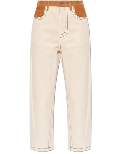 Marni High-waisted Cotton Pants, - Natural