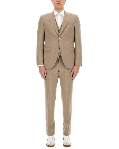 BOSS Single Breasted Three-piece Tailored Suit - Natural