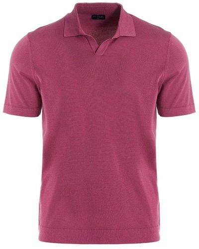 Drumohr Open-collar Straight Hem Polo Shirt - Pink