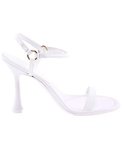 BY FAR Mia Buckle Detail Strappy Heeled Sandals - White