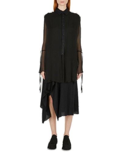 Yohji Yamamoto Buttoned Drap Detailed Shirt - Black