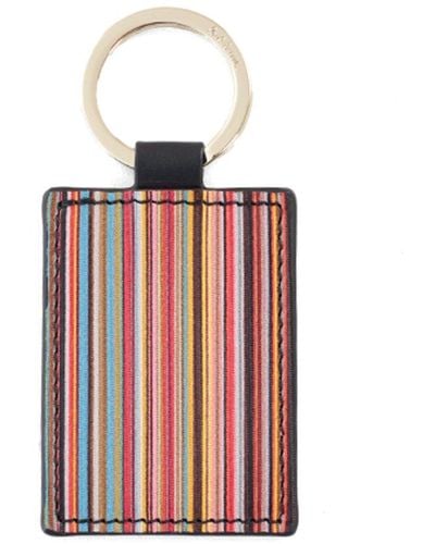 Paul Smith Logo Detailed Striped Keyring - Red