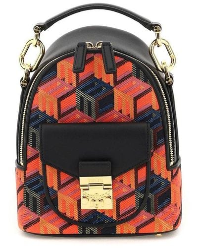 MCM Cubic Logo Jacquard Fabric Mini Patricia Backpack - Multicolour
