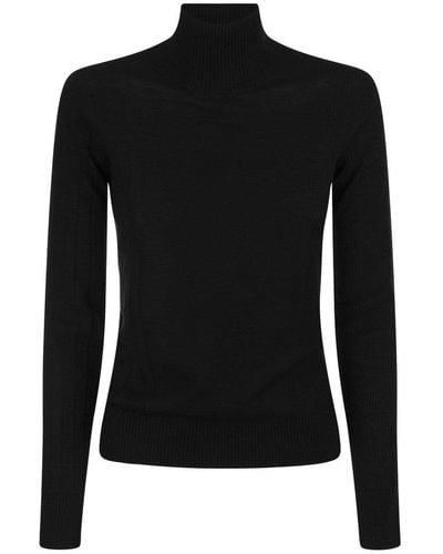Max Mara Studio High-neck Long-sleeved Sweater - Black