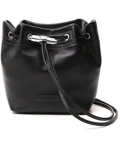 Longchamp Drawstring Bucket Bag - Black