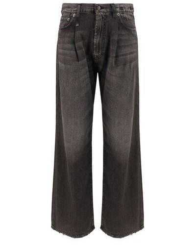 R13 Ellery Wide-leg Pleated Jeans - Gray