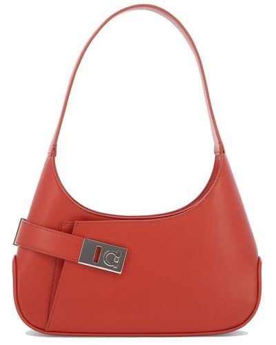 Ferragamo Medium Gancini Shoulder Bag - Red
