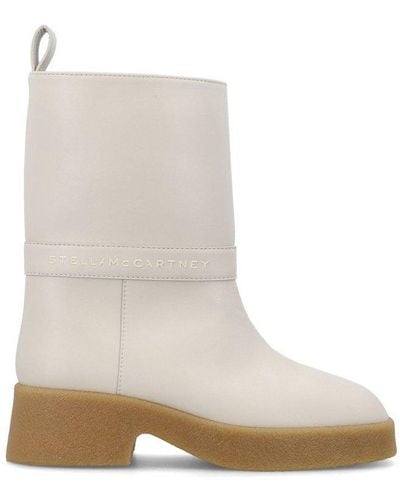 Stella McCartney Logo Lettering Pull-on Ankle Boots - White