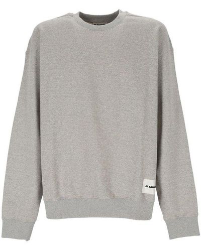 Jil Sander + Logo Patch Crewneck Sweatshirt - Gray