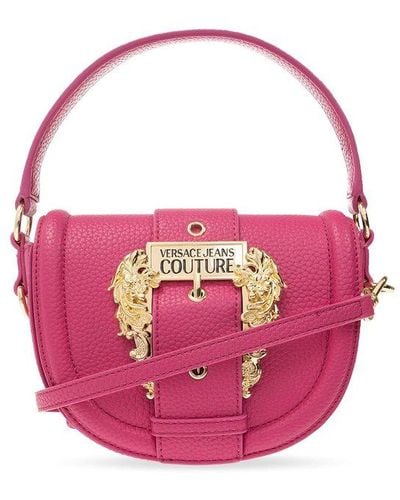 Versace Baroque Buckle Foldover Top Tote Bag - Pink