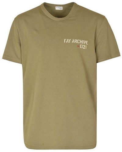 Fay Logo Printed Crewneck T-shirt - Natural