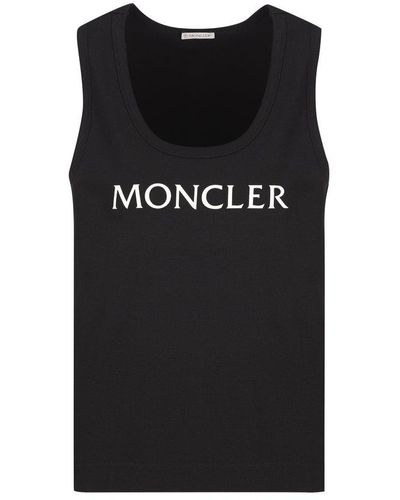 Moncler Logo Printed Sleeveless Tank Top - Black