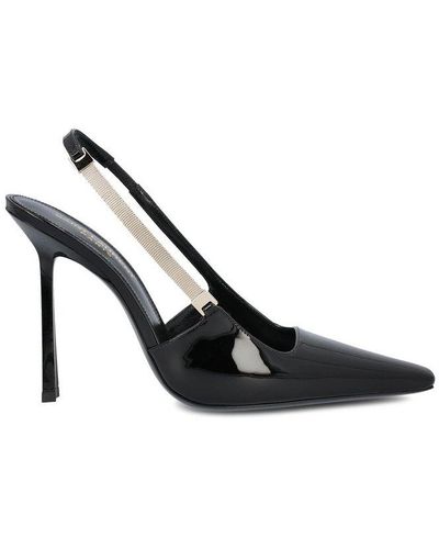 Saint Laurent Square Pointed Toe Slingback Court Shoes - Black