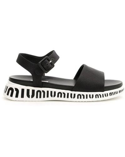 Miu Miu Logo Sandals - Black