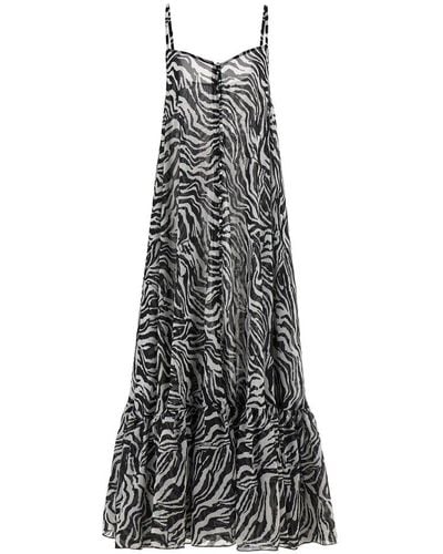 ROTATE BIRGER CHRISTENSEN Light Flowy Zebra Print Maxi Dress - Grey