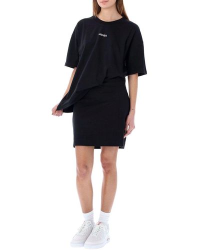 KENZO Asymmetric T-shirt Dress - Black