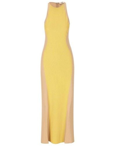 Fendi Sleeveless Colour-block Maxi Dress - Metallic