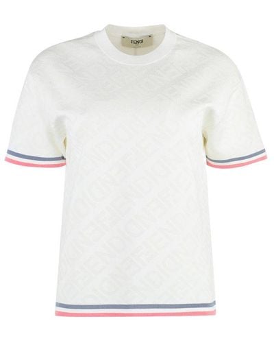 Fendi Monogram Detailed Crewneck T-shirt - Gray
