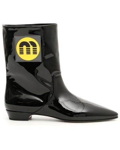 Miu Miu Ankle Boots Patent Leather Black - 6.5 - Us