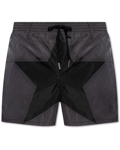 DSquared² Star Patch Drawstrimg Swim Shorts - Black