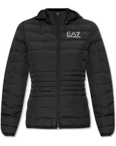 EA7 Quilted Jacket With Logo - Black