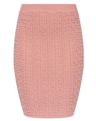 Balmain Pb Labyrinth Knit Skirt - Pink