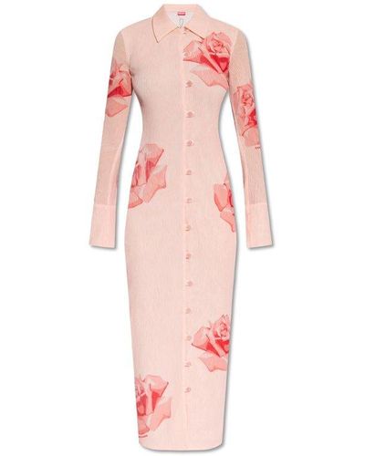 KENZO Pleated Floral Dress, - Pink