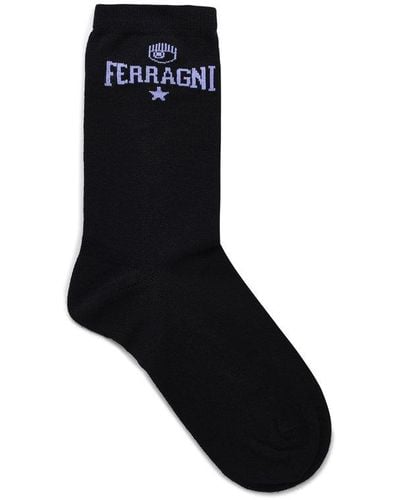 Chiara Ferragni Logo Intarsia-knit Socks - Black