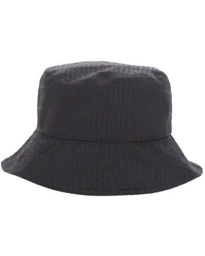 Moschino Allover Logo Jacquard Bucket Hat - Black