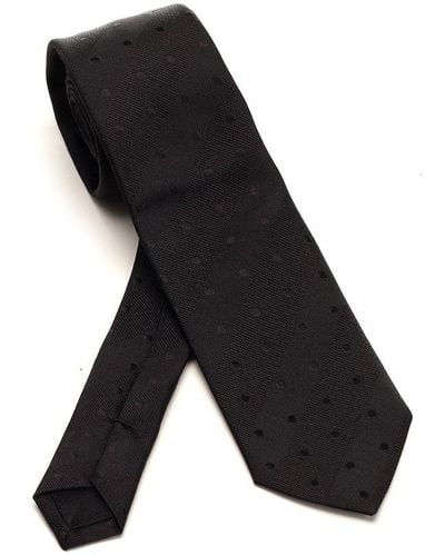Saint Laurent Dot Patterned Tie - Black
