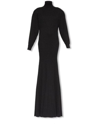 Saint Laurent Black Cashmere Turtleneck Dress