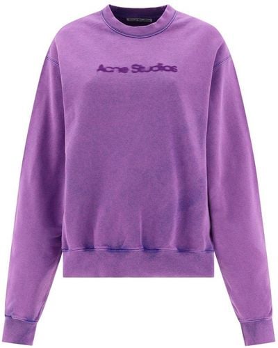 Acne Studios Logo Printed Crewneck Sweatshirt - Purple