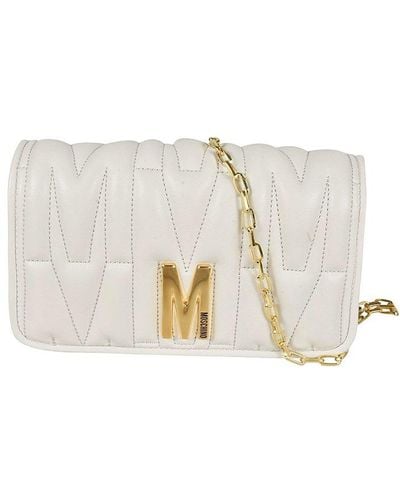 Moschino Logo Plaque Chain-link Wallet - White