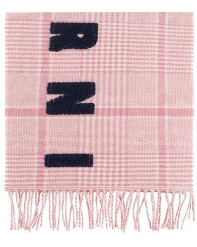 Marni Scarf With Logo, - Pink