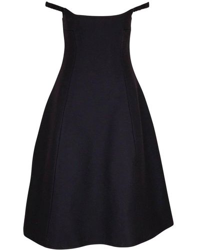 Khaite Uma Wool-blend Off-the-shoulder Fit & Flare Midi-dress - Black