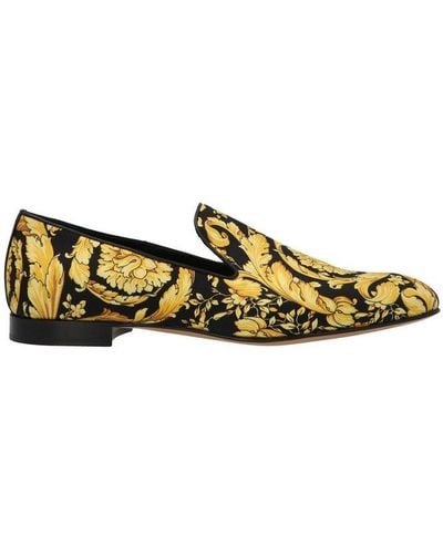 Versace Barocco Satin Slippers - Yellow