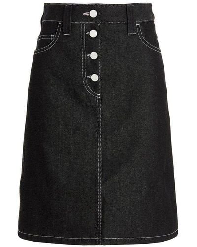 Sunnei Button Denim Skirt - Black