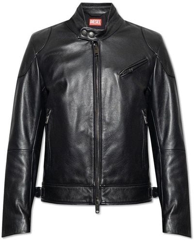 DIESEL ‘L-Hein’ Leather Jacket - Black