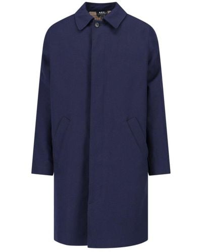 A.P.C. Single Breast Trench Coat - Blue