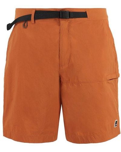K-Way Logo Patch Belted Bermuda Shorts - Orange