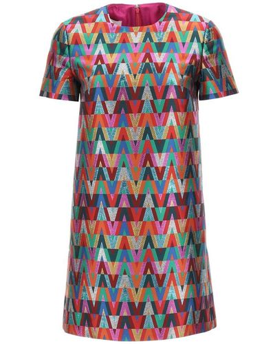 Valentino V Optical Logo Jacquard Mini Dress - Multicolor