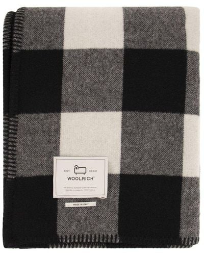 Woolrich Checked Knit Scarf - Black