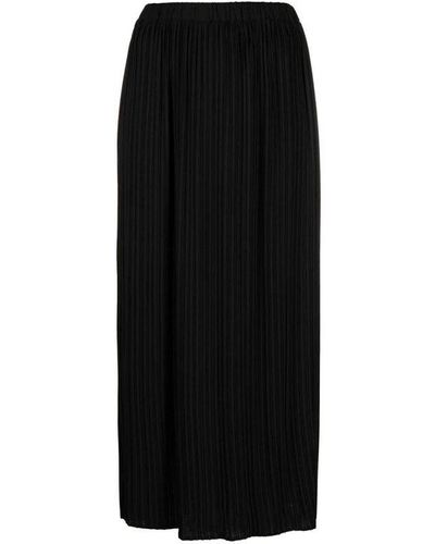 Alysi Flared-hem High-waisted Midi Skirt - Black