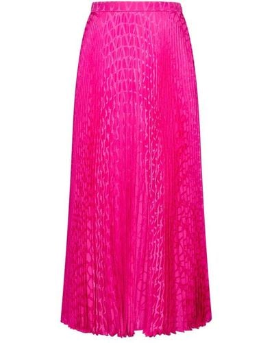 Valentino Jacquard Iconographe Pleated Skirt - Pink