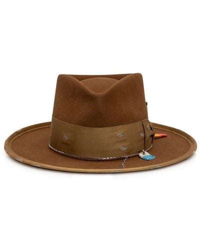 Nick Fouquet Cote Sauvage Ston Embellished Distressed Bucket Hat - Brown