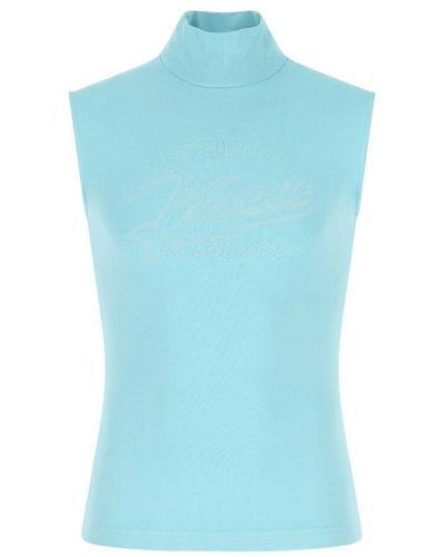 VTMNTS Logo Embroidered Sleeveless Tank Top - Blue